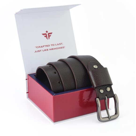 Tough and Timeless Natural Milled Thick Brown Leather Belt - Free Personalized - Picture 5 of 15